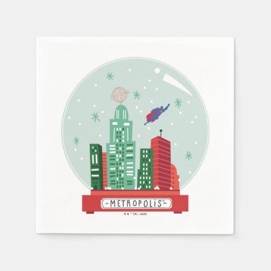 Serviette En Papier Superman Metropolis Globe des neiges (Devant)