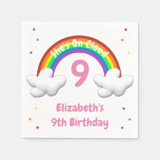 Serviette En Papier Sur Cloud 9 ! Anniversaire arc-en-ciel (Devant)