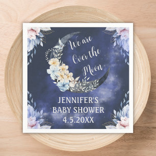 Serviette En Papier sur la lune baby shower botanique marine tendance