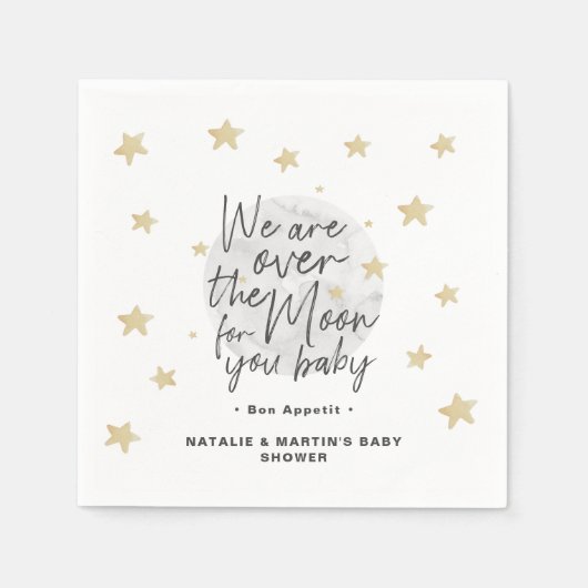 Serviette En Papier Sur la Lune Document de Baby shower neutre pour le (Devant)
