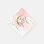 Serviette En Papier Sur la lune Gold & Baby shower rose Personnalisé (Coin)