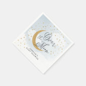 Serviette En Papier Sur la Lune Gold & Blue Baby shower Personnalisé (Coin)