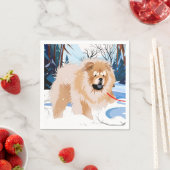 Serviette En Papier SUR LA RIVIÈRE Red Chow Napkins (En situation)