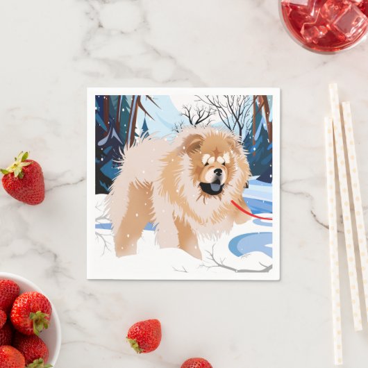 Serviette En Papier SUR LA RIVIÈRE Red Chow Napkins (En situation)