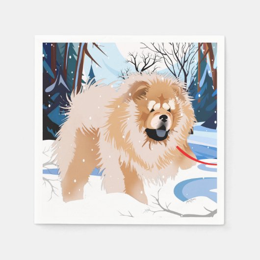 Serviette En Papier SUR LA RIVIÈRE Red Chow Napkins (Devant)