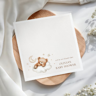Serviette En Papier Sur un nuage neuf Fête de bébé ourson neutre