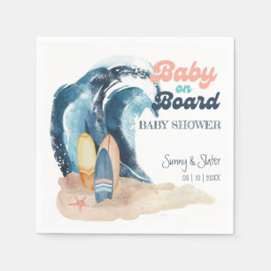 Serviette En Papier Surf Baby On Board Beach Baby shower