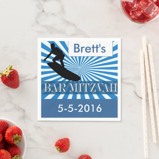 Serviette En Papier Surf board Designer Bar Mitzvah Napkins (En situation)