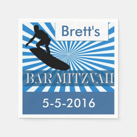 Serviette En Papier Surf board Designer Bar Mitzvah Napkins (Devant)