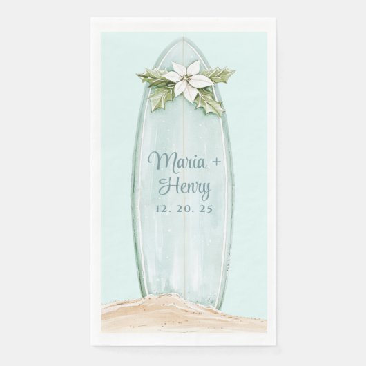 Serviette En Papier Surf de Noël | Plage d'hiver (Devant)