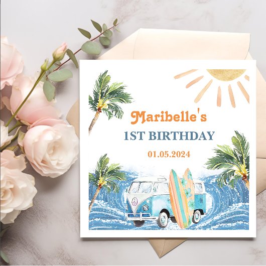 Serviette En Papier Surf d'été Anniversaire