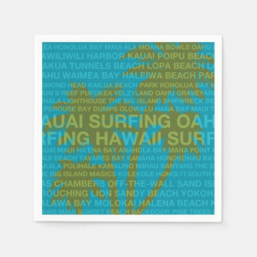 Serviette En Papier Surf Hawaii Palm Trees Hawaiian Tropical (Devant)