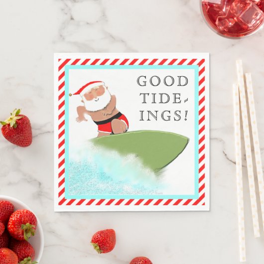 Serviette En Papier Surf Père Noël (En situation)