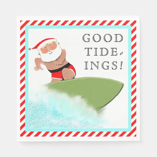 Serviette En Papier Surf Père Noël (Devant)