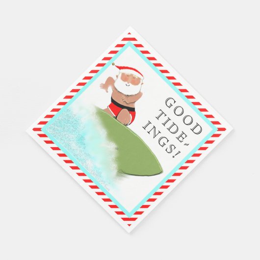 Serviette En Papier Surf Père Noël (Coin)