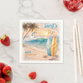 Serviette En Papier Surf’s Up Retro Beach Birthday Party  (En situation)