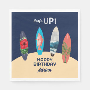 Serviette En Papier Surfboards colorés rétro Surfs Up Anniversaire Fêt