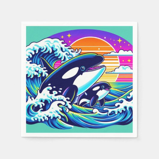 Serviette En Papier Surfer sur les vagues (Devant)