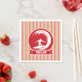 Serviette En Papier Surfer, Surf ; Rouge, Orange, Vert, Blancs (En situation)