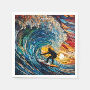 Serviette En Papier Surfeur en Verre Satiné Cute Imaginaire