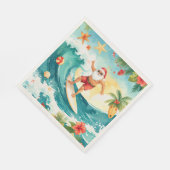 Serviette En Papier Surfing Christmas in Hawaii with Santa Claus (Coin)