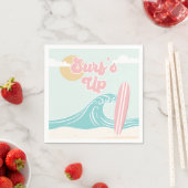Serviette En Papier Surfs Up Pink Beach Anniversaire (En situation)