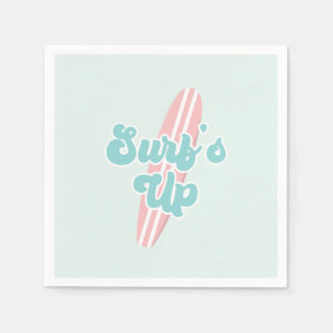 Serviette En Papier Surfs Up Pink Beach Anniversaire