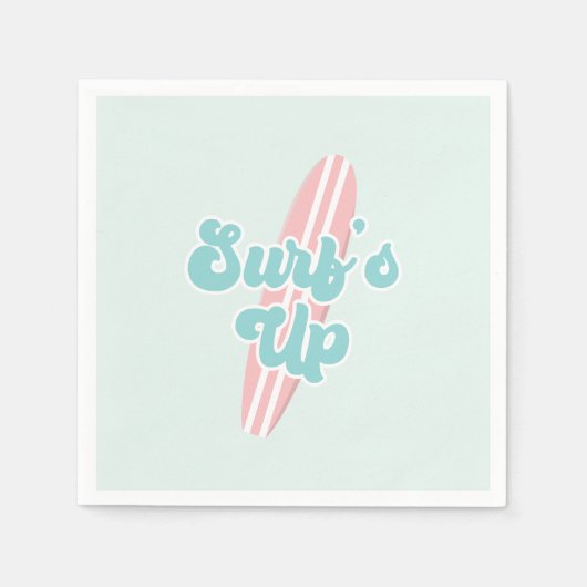 Serviette En Papier Surfs Up Pink Beach Anniversaire (Devant)