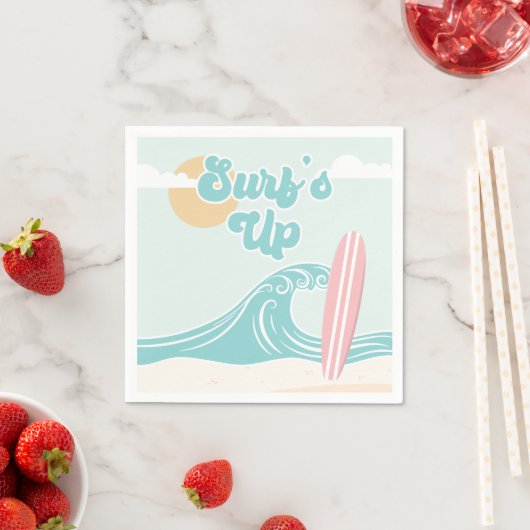 Serviette En Papier Surfs Up Pink Beach Plaques de papier d'anniversai (En situation)