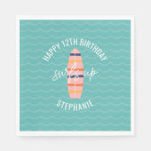Serviette En Papier Surfs Up Pink surboard Anniversaire (Devant)