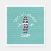 Serviette En Papier Surfs Up surboard et vagues Anniversaire (Devant)