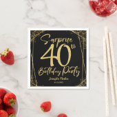 Serviette En Papier Surprise 40e anniversaire de fête Black & Gold Par (En situation)