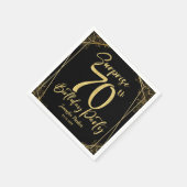 Serviette En Papier Surprise 70e fête d'anniversaire Black & Gold Part (Coin)