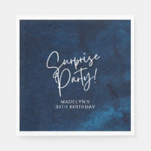 Surprise fête d'anniversaire Marine bleu aquarelle