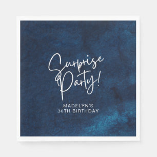 Serviette En Papier Surprise fête d'anniversaire Marine bleu aquarelle