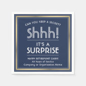 Serviette En Papier Surprise Retraite Party Marine Bleu, Blanc & Or (Devant)