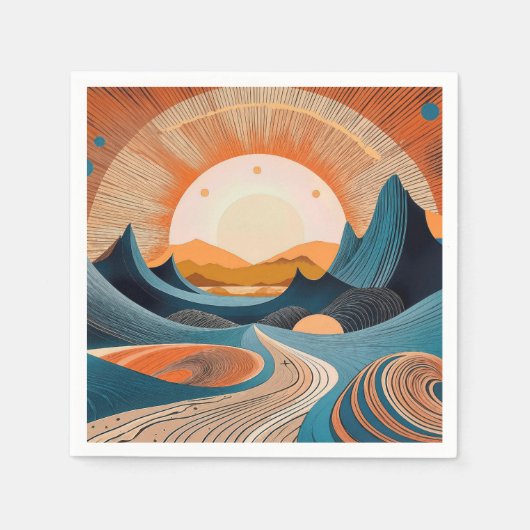 Serviette En Papier Surreal Desert Sunset Abstract (Devant)