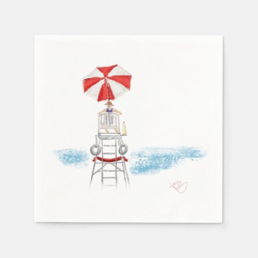 Serviette En Papier Surveillance de plage (Devant)