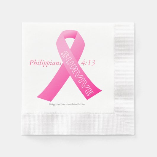 Serviette En Papier SURVIVE Ruban rose (Devant)