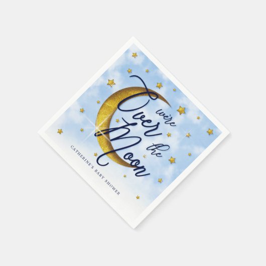 Serviette En Papier Survoler le Baby shower d'or bleu lune (Coin)