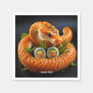 Serviette En Papier Sushi de serpent orange mignon Imaginaire