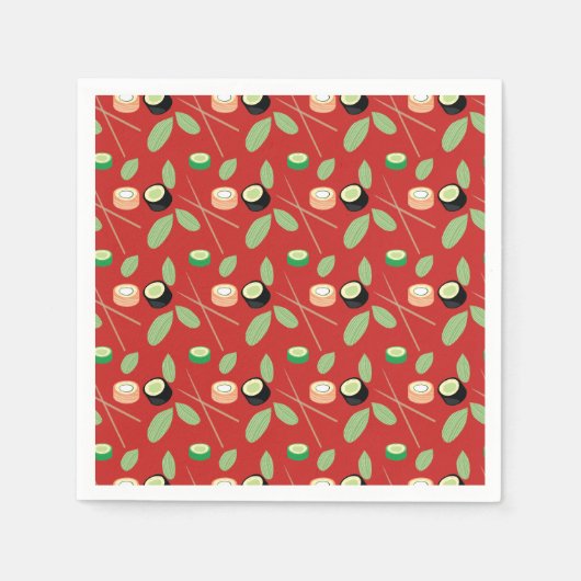 Serviette En Papier Sushi Party Hibachi Sushi Rolls et Chopsticks (Devant)