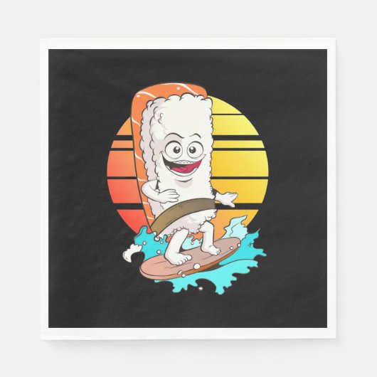 Serviette En Papier Sushi surf (Devant)