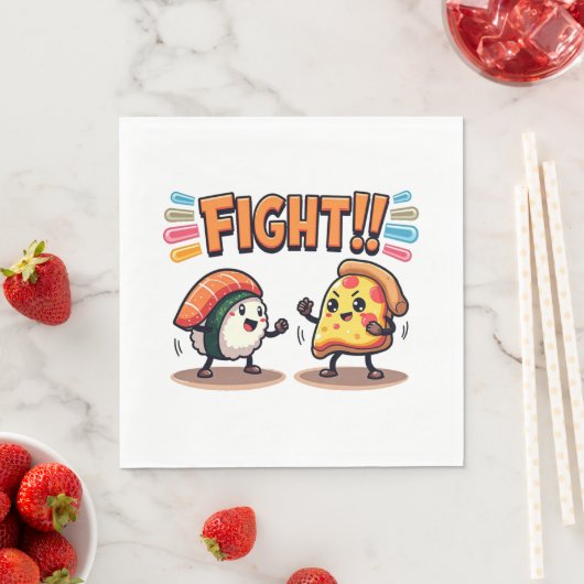 Serviette En Papier Sushi vs Pizza (En situation)
