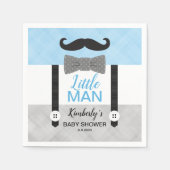 Serviette En Papier Suspendants arc cravate bébé bleu gris baby shower (Devant)