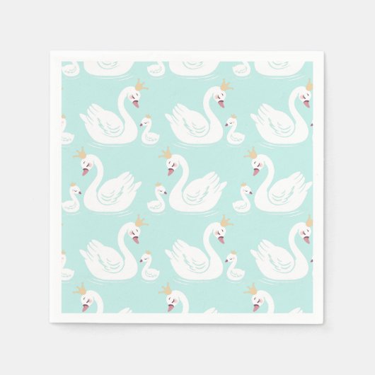 Serviette En Papier Swan 1er anniversaire Baby shower (Devant)
