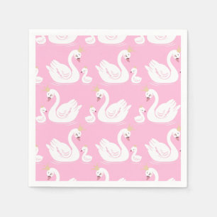 Serviette En Papier Swan 1er anniversaire Baby shower de fête rose