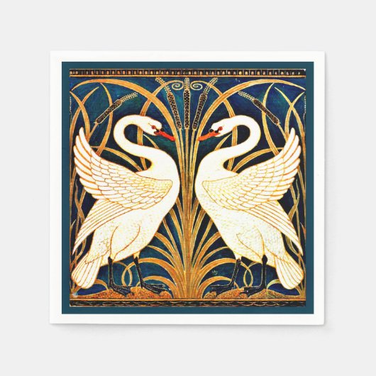 Serviette En Papier Swan et Rush et Iris, (Devant)