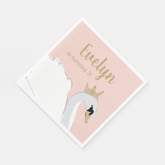 Serviette En Papier Swan Princess Anniversaire (Coin)