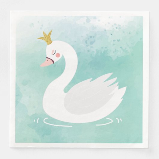 Serviette En Papier Swan Princess Anniversaire Napkins, Swan Lake Part (Devant)